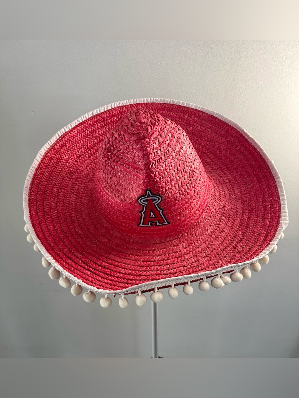 Los Angeles Angels Red Pom Pom Straw Sombrero Hat